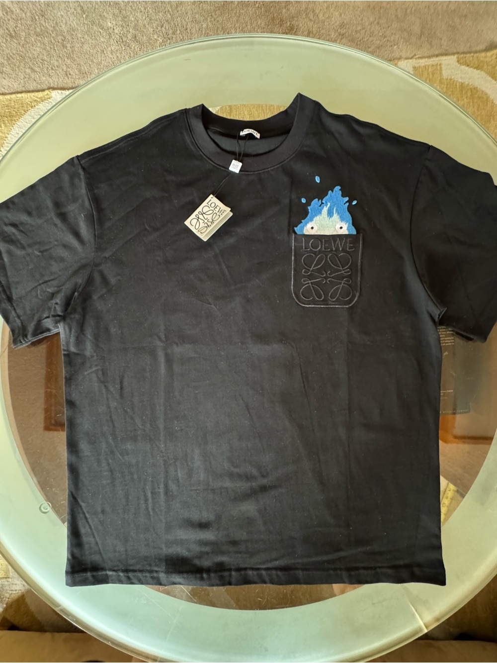 Loewe x Studio Ghibli Men’s White T-Shirt Howl's Moving Castle, Calcifer Size XL